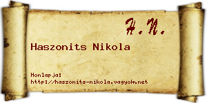Haszonits Nikola névjegykártya